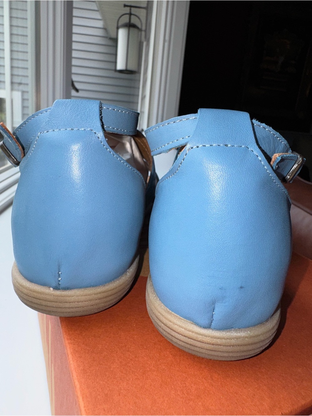 Miz Mooz Corvo Blue Perforated Leather Ankle-Strap Sandals EU 38 US 7.5-8 NIB - Picture 6 of 8